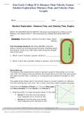 East Early College H S; Distance Time Velocity Gizmo/ Student Exploration: Distance-Time and Velocity-Time Graphs