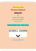 Official summer 2024 Pearson Edexcel 8RS0/4D GCE In Religious Studies (8RS0) Paper 4: Study of Religion Option 4D: Islam Merged Question Paper + Mark Scheme