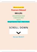 Official summer 2024 Pearson Edexcel 9811/01 Advanced Extension Award In Mathematics (9811) Paper 01 Merged Question Paper + Mark Scheme