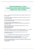 PROGRAMMABLE LOGIC CONTROLLERS QUESTIONS WITH COMPLETE SOLUTIONS