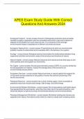  APES Exam Study Guide With Correct Questions And Answers 2024