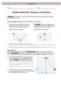 (solution) Student Exploration: Energy of a Pendulum Gizmos / Student Exploration: Energy of a Pendulum_answered 2021