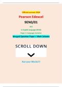 Official summer 2024 Pearson Edexcel 9EN0/01 GCE In English Language (9EN0) Paper 1: Language Variation Merged Question Paper + Mark Scheme