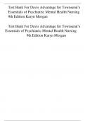 Test Bank For Davis Advantage for Townsend’s Essentials of Psychiatric Mental Health Nursing 9th Edition Karyn Morgan