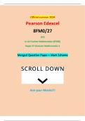 Official summer 2024 Pearson Edexcel 8FM0/27 GCE In AS Further Mathematics (8FM0) Paper 27 Decision Mathematics 1 Merged Question Paper + Mark Scheme