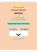 Official summer 2024 Pearson Edexcel 8MT0/03 GCE Music Technology (8MT0) Paper 3: Listening and Analysing Merged Question Paper + Mark Scheme