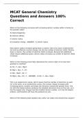 MCAT General Chemistry Questions and Answers 100% Correct