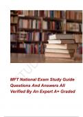 MFT National Exam Study Guide Questions And Answers All Verified By An Expert A+ Graded 