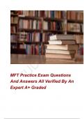 MFT Practice Exam Questions And Answers All Verified By An Expert A+ Graded 