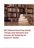  MFT National Exam Prep (Family Therapy only) Questions And Answers All Verified By An Expert A+ Graded 