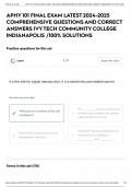 APHY 101 FINAL EXAM LATEST 2024-2025 COMPREHENSIVE QUESTIONS AND CORRECT ANSWERS IVY TECH COMMUNITY COLLEGE INDIANAPOLIS /100% SOLUTIONS