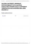 WALDEN UNIVERSITY NRNP6645 PSYCHOTHERAPY WITH MULTIPLE MODALITIES MIDTERM EXAM 2 DIFFERENT VERSIONS QS AND ANSWERS 2024-2025 GRADED A+
