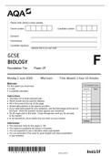 AQA A LEVEL BOILOGY 8461/2F QP June 2020