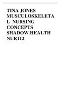 TINA JONES MUSCULOSKELETAL  NURSING CONCEPTS SHADOW HEALTH NUR112 