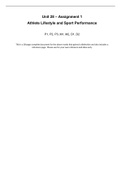 Unit 28 Assignment 1 - The Athlete's Lifestyle and Sport Performance. P1, P2, P3, M1, M2, D1, D2. (603/0458/3)  BTEC Level 3 National Sport  Book 2, ISBN: 9781846906503