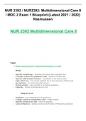 NUR 2392 / NUR2392: Multidimensional Care II / MDC 2 Exam 1 Blueprint (Latest 2021 / 2022) Rasmussen