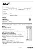   AQA GCSE PHYSICS Higher Tier Paper 1 2020