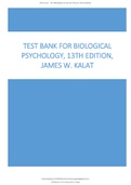 TEST BANK FOR BIOLOGICAL PSYCHOLOGY, 13TH EDITION, JAMES W. KALAT UPDATED