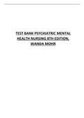 Test Bank for Psychiatric Mental Health Nursing, 8th Edition Wanda Mohr