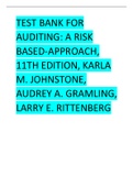 Test Bank for Auditing,, A Risk Based-Approach, 11th Edition, Karla M. Johnstone, Audrey A. Gramling, Larry E. Rittenberg