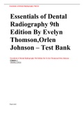 Essentials of Dental Radiography 9th Edition By Evelyn Thomson,Orlen Johnson - Test Bank