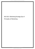 BUS 201 Marketing Strategy Quiz 4 Principles of Marketing