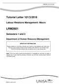 LRM2601 Semesters 1 and 2 Tutorial Letter 101/3/2018 Labour Relations Management