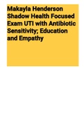 Exam (elaborations) Makayla Henderson Shadow Health Focused Exam UTI with Antibiotic Sensitivity; Education and Empathy 