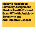 Exam (elaborations) Makayla Henderson Summary Assignment Shadow Health Focused Exam UTI with Antibiotic Sensitivity and Anti-infective Concept Lab 