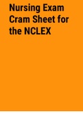 Exam (elaborations) Nursing Exam Cram Sheet for the NCLEX 