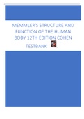 TESTBANK MEMMLER'S STRUCTURE AND  FUNCTION OF THE HUMAN  BODY 12TH EDITION COHEN