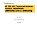 Exam (elaborations) NR 661 APN Capstone Practicum Portfolio 2 Hinal Patel Chamberlain College of Nursing 