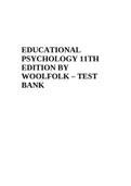 EDUCATIONAL PSYCHOLOGY 11TH EDITION BY WOOLFOLK – TEST BANK