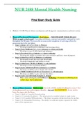 NUR2488 / NUR 2488 Final Exam Study Guide (Latest 2022 / 2023): Mental Health Nursing - Rasmussen