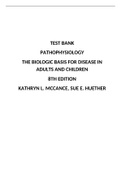 TEST BANK PATHOPHYSIOLOGY THE BIOLOGIC BASIS FOR DISEASE IN ADULTS AND CHILDREN 8th Edition Kathryn L. McCance, Sue E. Huether