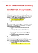 NR 222 Unit 8 Final Exam (50 Q/A) / NR222 Unit 8 Final Exam (New 2021): Health and Wellness: Chamberlain College of Nursing