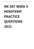 NR 507 Week 4 Midterm Exam Practice Questions and Answers