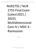 NUR2755 / NUR 2755 Final Exam (Latest 2021 / 2022): Multidimensional Care IV / MDC 4 - Rasmussen