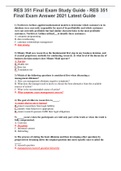 RES 351 Final Exam Study Guide - RES 351 Final Exam Answer 2021 Latest Guide