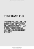 TEST BANK FOR PRIMARY CARE ART AND SCIENCE OF ADVANCED PRACTICE NURSING – AN INTERPROFESSIONAL APPROACH 5TH EDITION DUNPHY ALL CHAPTERS 2021 UPDATED ALL CHAPTERS