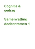 Complete samenvatting Cognitie & Gedrag Deeltentamen 1 (2020,NL)