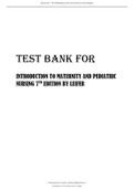 TEST BANK FOR INTRODUCTION TO MATERNITY AND PEDIATRIC NURSING 7TH EDITION BY LEIFER