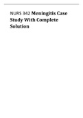 NURS 342 Meningitis Case Study With Complete Solution