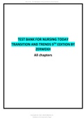 TEST BANK FOR NURSING TODAY TRANSITION AND TRENDS 9TH EDITION BY ZERWEKH All chapters