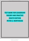 TEST BANK FOR LEADERSHIP THEORY AND PRACTICE EIGHTH EDITION PETER G. NORTHOUSE.