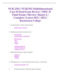 NUR 2392 / NUR2392 Multidimensional Care II Final Exam Review / MDC II Final /Exam 3 Review | Rated A | Complete | Latest 2021 / 2022 | Rasmussen College