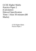 GCSE Higher Maths Practice Paper 2 (Calculator) Edexcel Specification