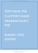 TEST BANK FOR CLAYTON’S BASIC PHARMACOLOGY FOR NURSES 18TH EDITION BY WILLIHNGANZ