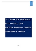 Test Bank for Abnormal Psychology, 10th Edition, Ronald J. Comer, Jonathan S. Comer