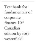 Test bank for fundamentals of corporate finance 10th Canadian edition by ross westerfield.